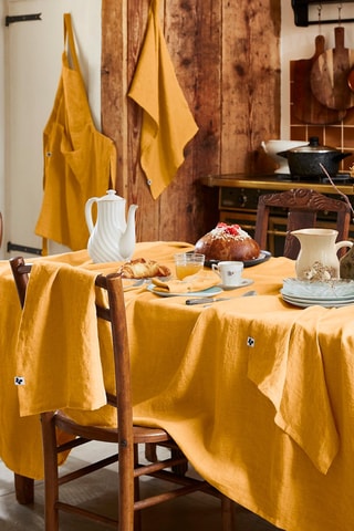Mantel rectangular de lino Solide - Paprika