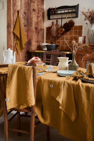 Mantel rectangular de lino Solide - Caramelo