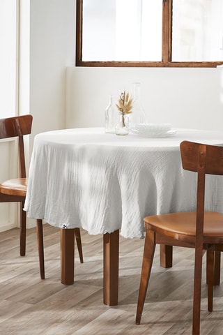 Mantel redondo de algodón 125 g/m² Gaïa - Blanco - 180 cm