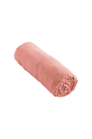 Sábana bajera de gasa de algodón Gaïa - Rosa 