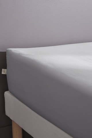 Sábana bajera de percal de algodón 80 hilos/cm² Bally - Gris