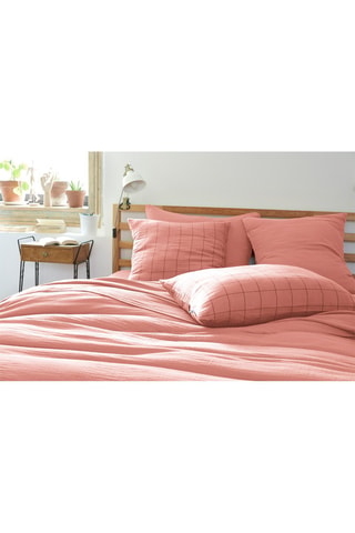 Funda de almohada de gasa de algodón 125 g/m² Gaïa Match - Rosa melocotón 