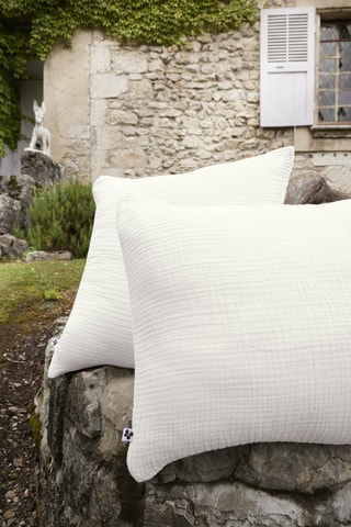 Funda de almohada de cuádruple gasa de algodón Ina - Blanco