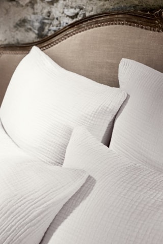 Funda de almohada de cuádruple gasa de algodón Ina - Blanco