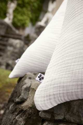 Funda de almohada de cuádruple gasa de algodón Ina - Blanco