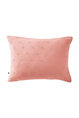 Funda de almohada de gasa de algodón Gaïa Boho - Rosa melocotón 
