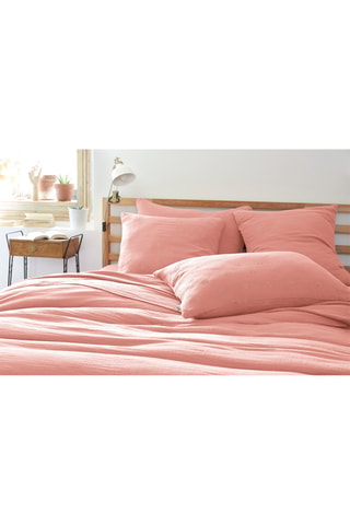 Funda de almohada de gasa de algodón Gaïa Boho - Rosa melocotón 