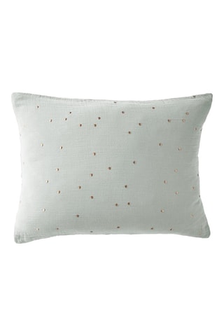 Funda de almohada de algodón 125 hilos/cm² Gaïa Chic - Blanco y dorado