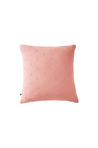 Funda de almohada de gasa de algodón Gaïa Boho - Rosa melocotón 