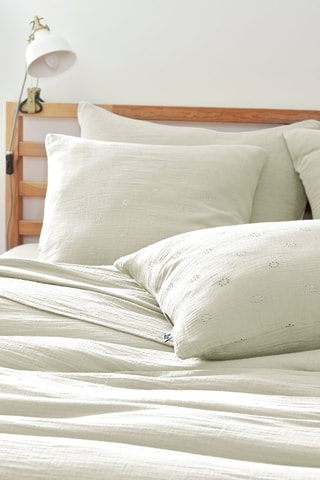 Funda de almohada Gaïa Boho - Verde agua