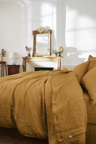 Sábana encimera de lino 160 hilos/cm² Soline - Camel