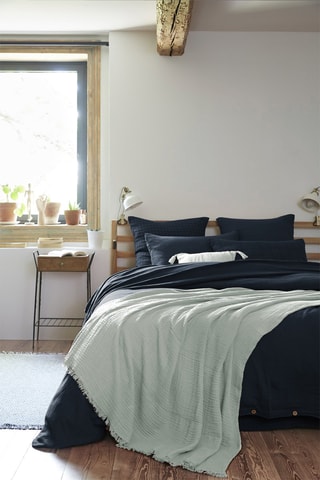 Plaid in garza di cotone Gaïa - Verde acqua - 180 x 220 cm