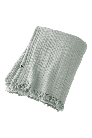 Plaid in garza di cotone Gaïa - Verde acqua - 180 x 220 cm