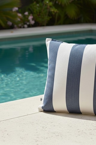 Copricuscino Noa - Bianco e blu scuro - 45 x 45 cm