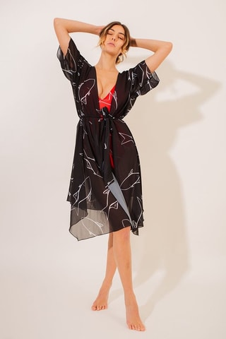 Strandkimono - Zwart