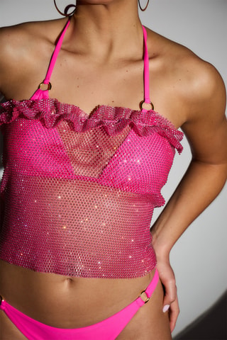 2-in-1 Crop Strandtop - Roze