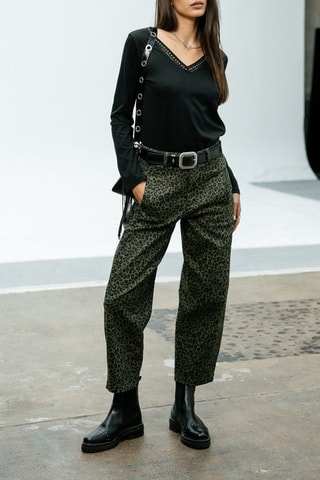 Jean barrel 7/8 taille haute Rosalia - Noir