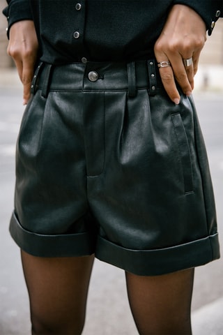Short oversize taille haute Shawl Biker - Noir
