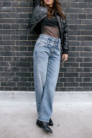 Jean droit taille haute Angie - Bleu