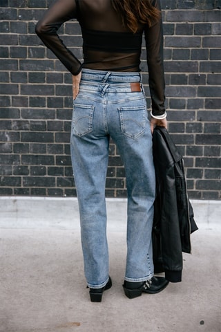 Jean droit taille haute Angie - Bleu