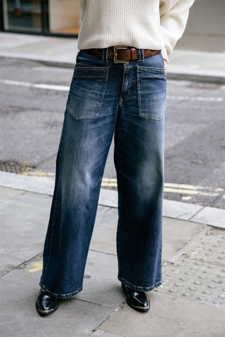 Jean large taille haute Gaby - Bleu