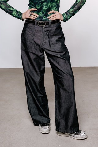 Jean large taille haute Gaby - Bleu