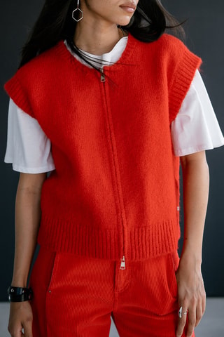 Gilet sans manches en alpaga et laine Phreem - Rouge