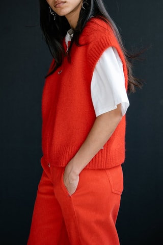 Gilet sans manches en alpaga et laine Phreem - Rouge