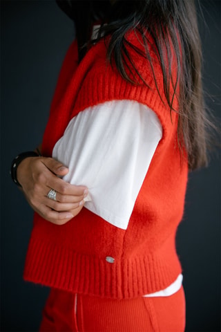 Gilet sans manches en alpaga et laine Phreem - Rouge