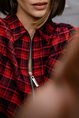 Chemisier droite Chiky Checks - Rouge