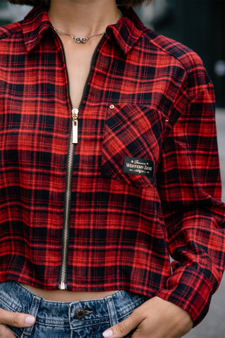 Chemisier droite Chiky Checks - Rouge