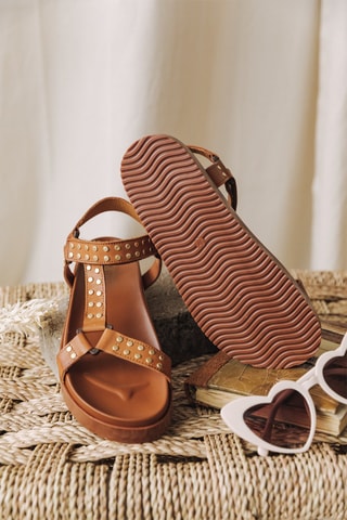 Sandales en cuir Elvie - Marron