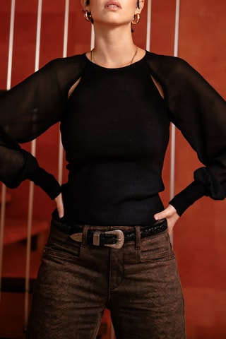 Pull bi-matière Paulino - Noir