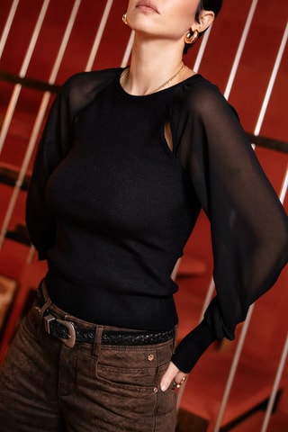 Pull bi-matière Paulino - Noir
