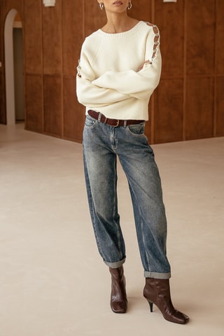 Jean boyfriend 7/8 Maeva - Bleu