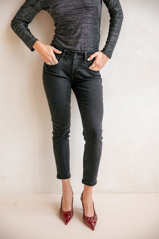 Jean slim 7/8 taille haute Anae - Noir