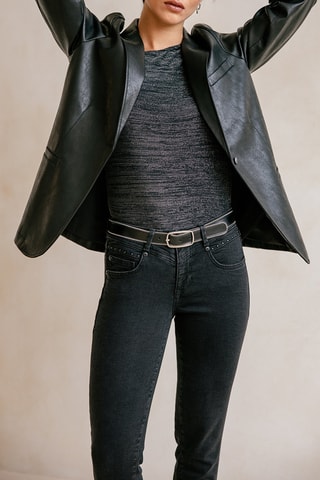 Jean slim 7/8 taille haute Anae - Noir
