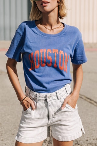 T-shirt Suria Print Houston - Bleu