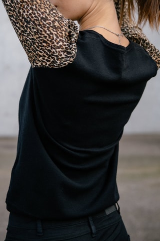 Pull bi-matière Laonie - Noir