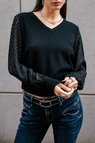 Pull bi-matière Laonie - Noir