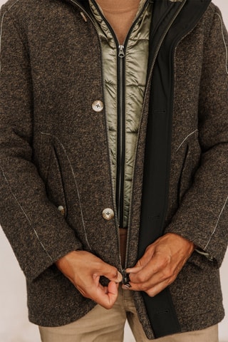 Manteau 2-en-1 en laine à capuche Cary - Marron