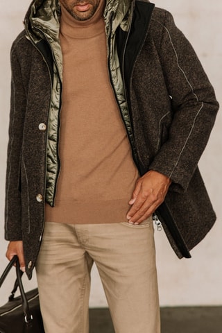 Manteau 2-en-1 en laine à capuche Cary - Marron