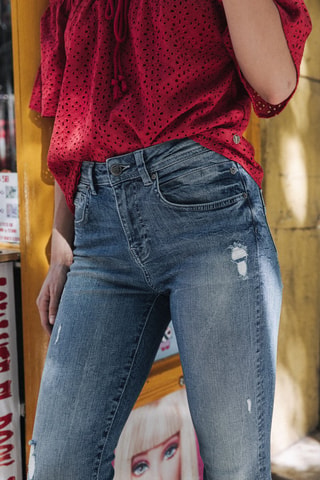 Jean dt 7/8 taille haute Angely - Bleu