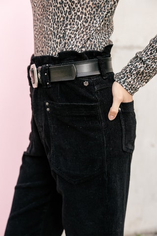 Pantalon 7/8 en velours taille haute Joyce - Noir