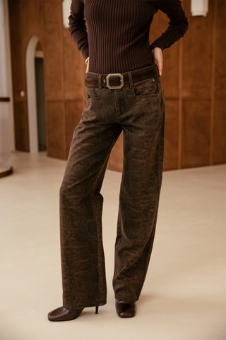 Jean droit en coton biologique Hannah - Marron