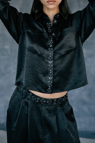 Chemisier droit en jean Caretina Denim - Noir