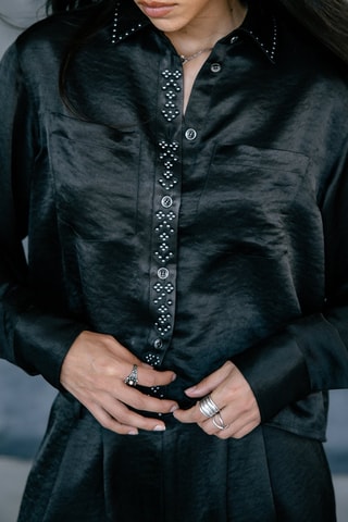 Chemisier droit en jean Caretina Denim - Noir