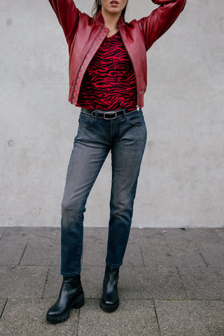 Pantalon slim 7/8 en velours Sophy Norwich - Noir