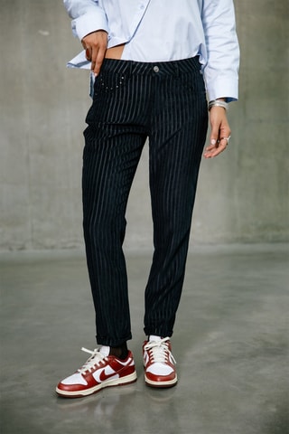 Pantalon slim 7/8 en velours Sophy Norwich - Noir
