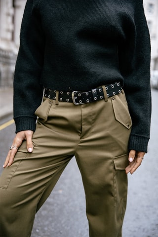 Pantalon cargo 7/8 taille haute Phoebe Smart - Vert foncé